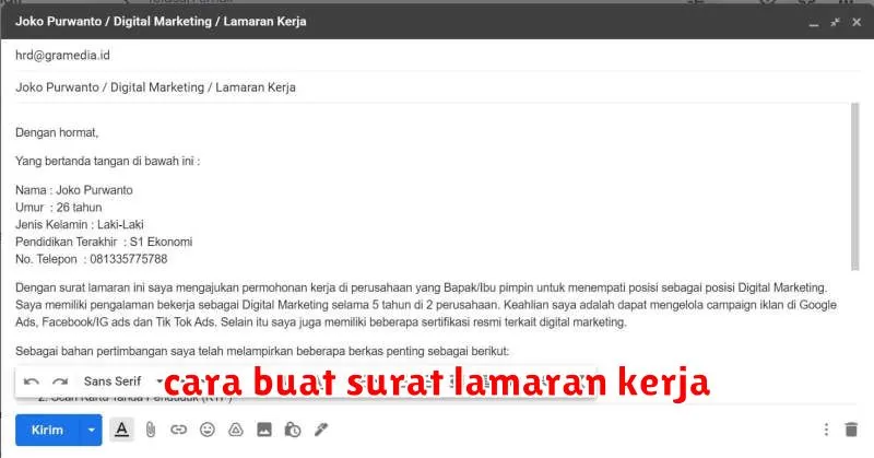 cara buat surat lamaran kerja