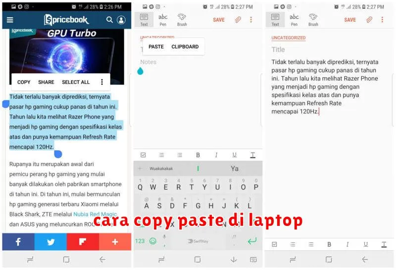 cara copy paste di laptop