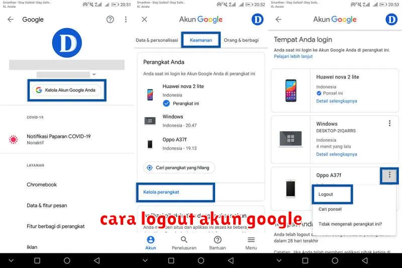 cara logout akun google