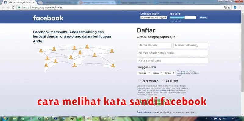 cara melihat kata sandi facebook