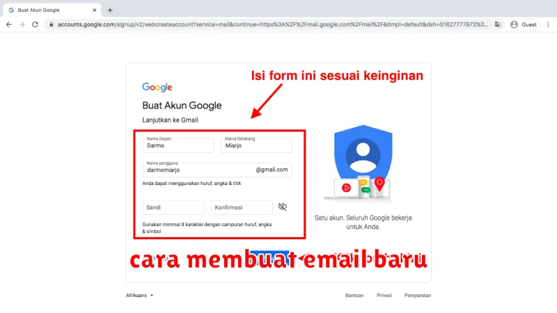 cara membuat email baru