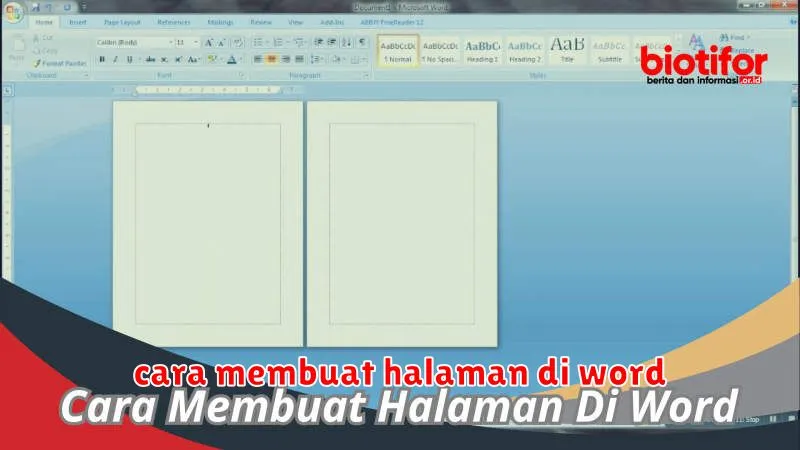 cara membuat halaman di word