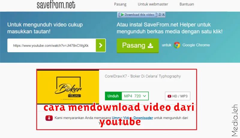 cara mendownload video dari youtube