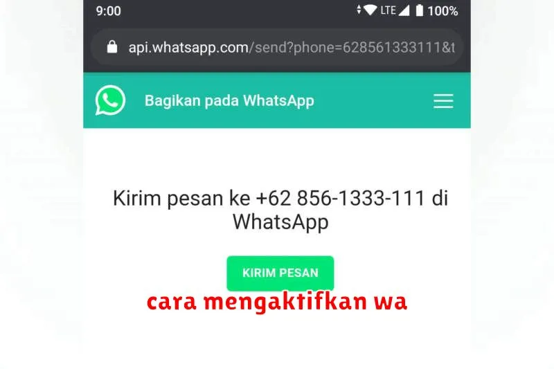 cara mengaktifkan wa