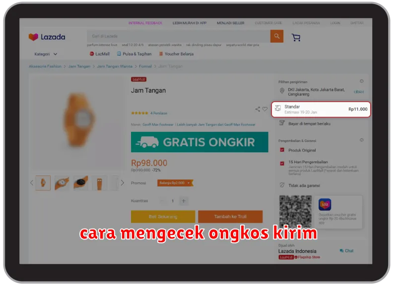 cara mengecek ongkos kirim