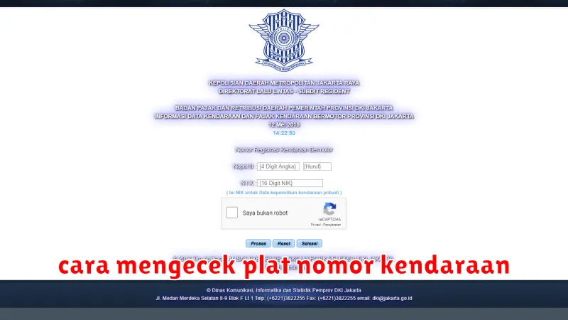 cara mengecek plat nomor kendaraan