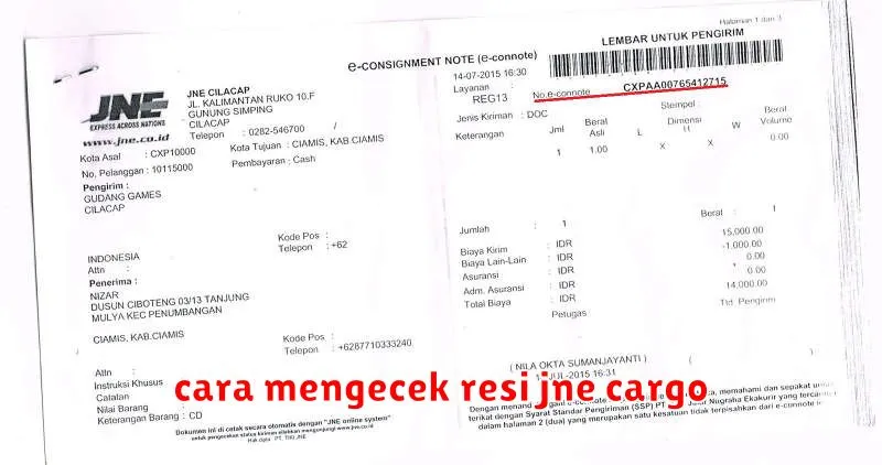 cara mengecek resi jne cargo