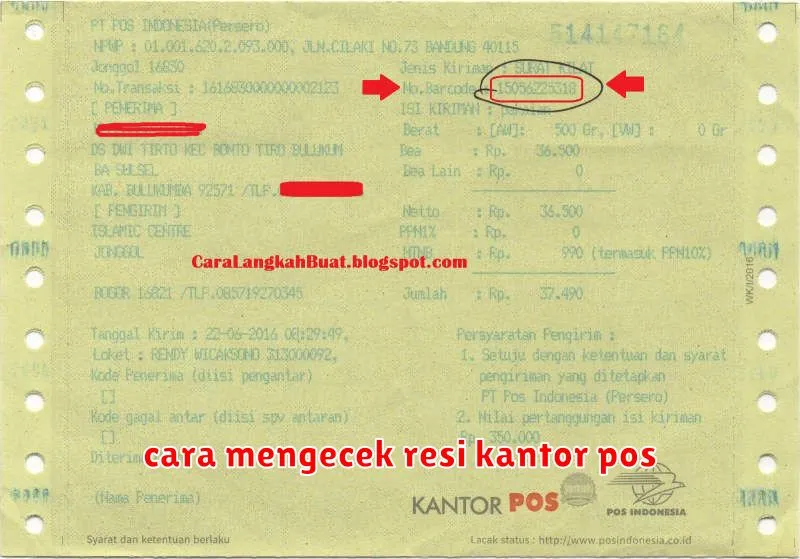 cara mengecek resi kantor pos