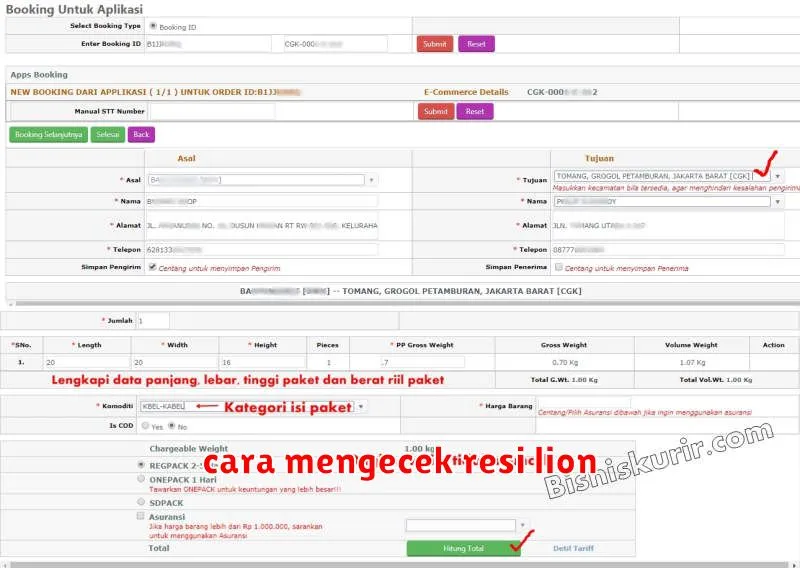 cara mengecek resi lion