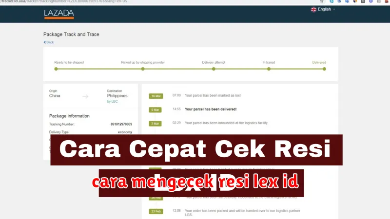 cara mengecek resi lex id