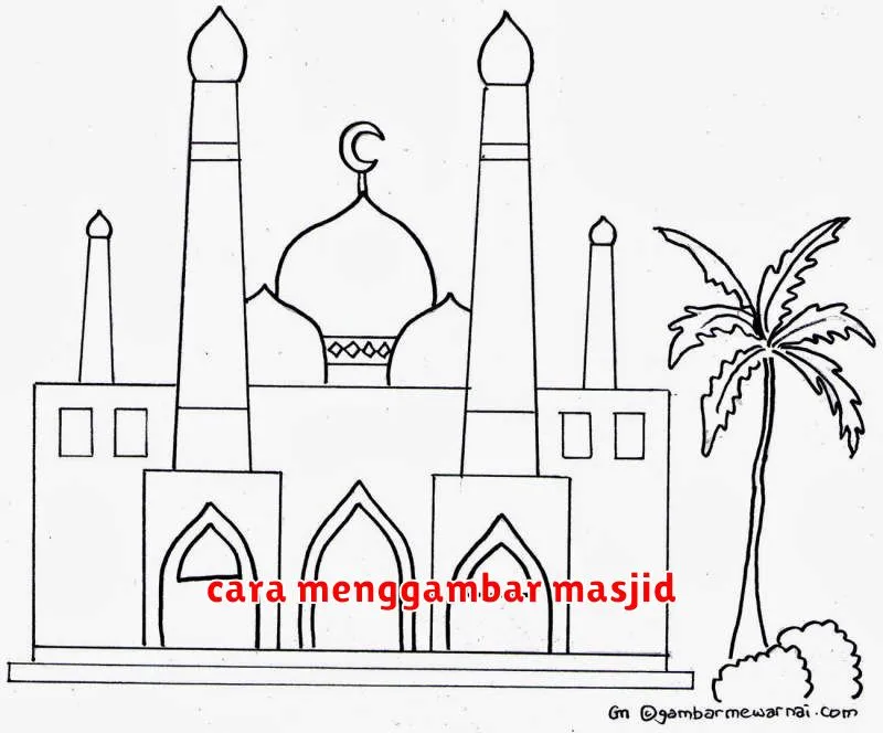 cara menggambar masjid