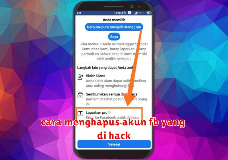 cara menghapus akun fb yang di hack