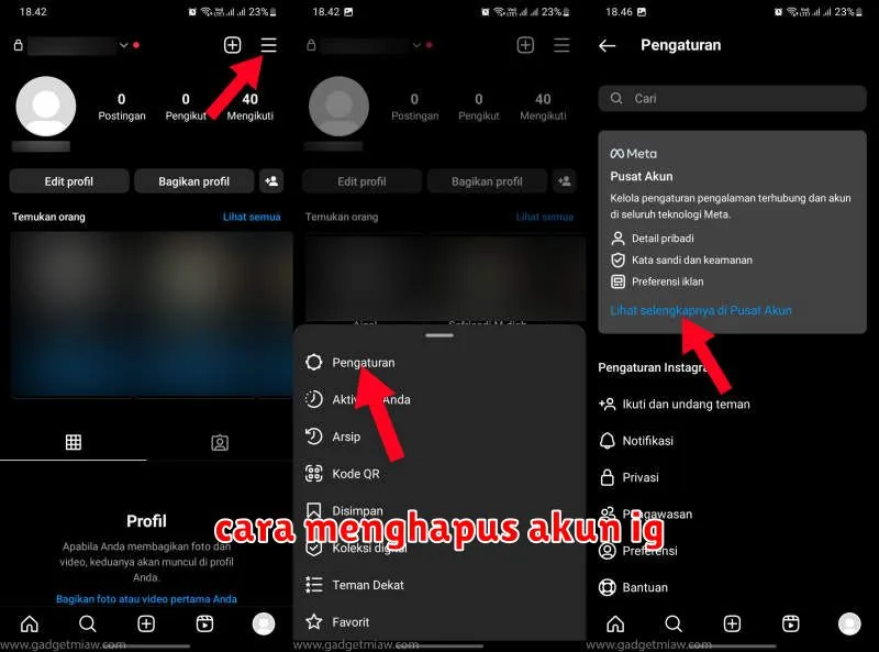 cara menghapus akun ig