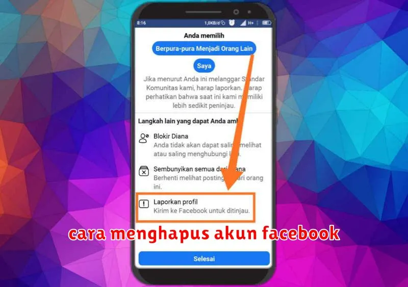 cara menghapus akun facebook