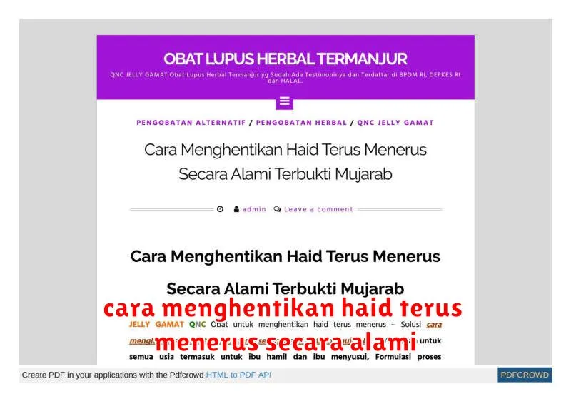 cara menghentikan haid terus menerus secara alami