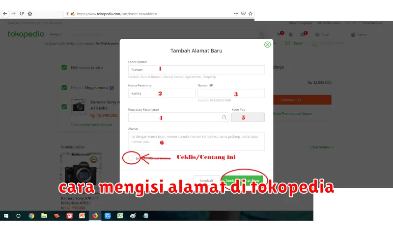 cara mengisi alamat di tokopedia