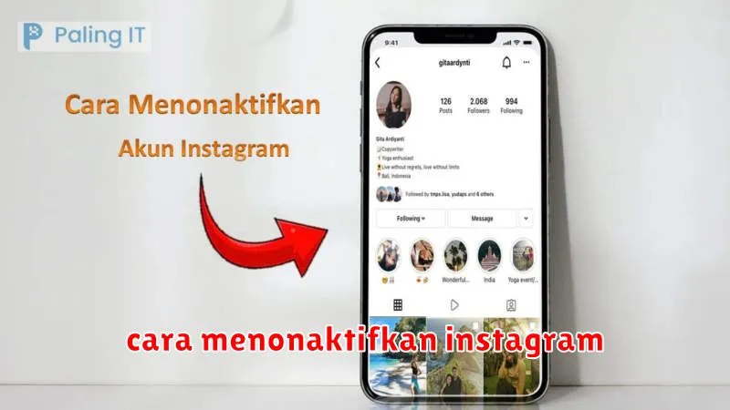 cara menonaktifkan instagram