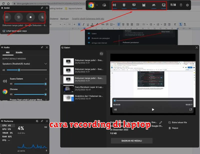 cara recording di laptop
