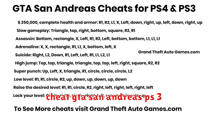 cheat gta san andreas ps 3