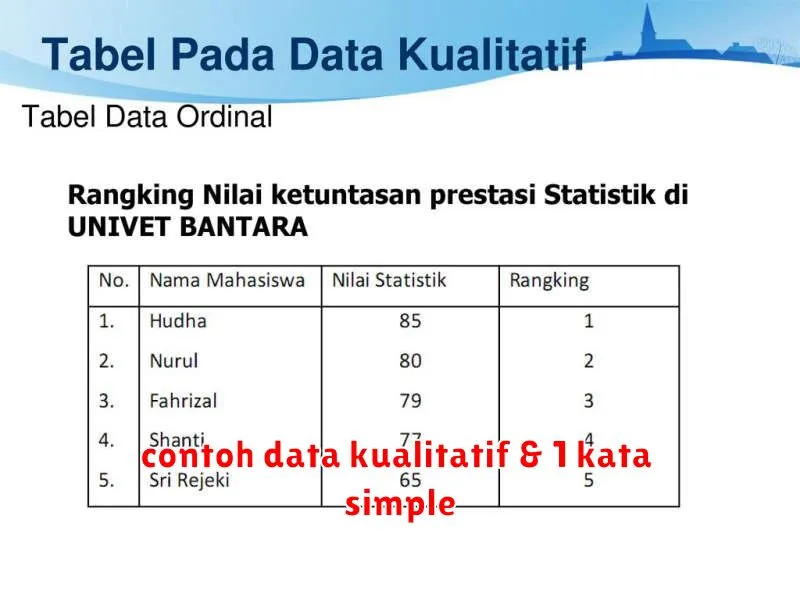 contoh data kualitatif & 1 kata simple