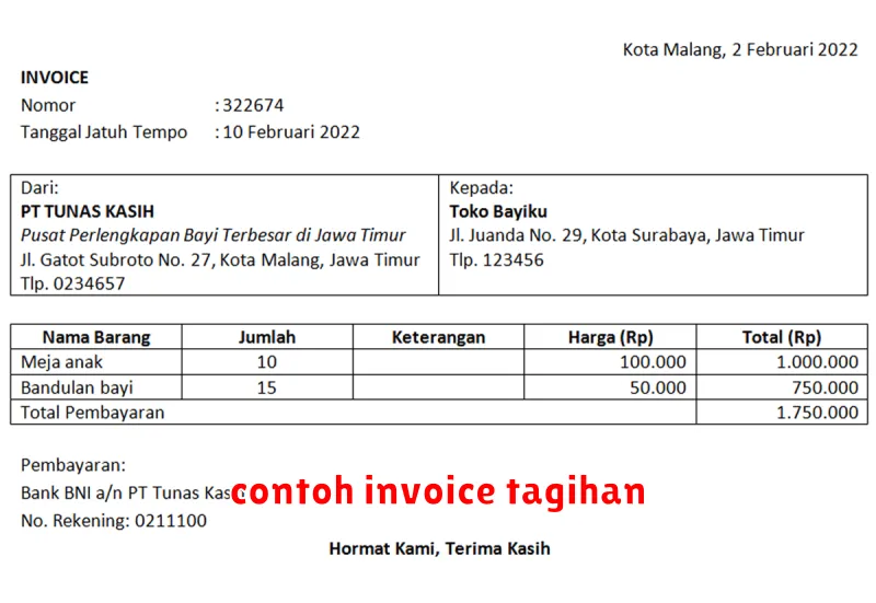 contoh invoice tagihan