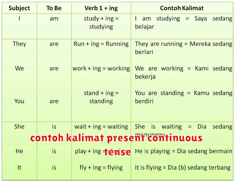 contoh kalimat present continuous tense