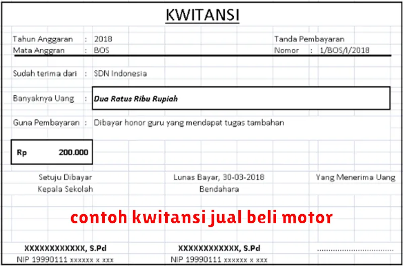 contoh kwitansi jual beli motor