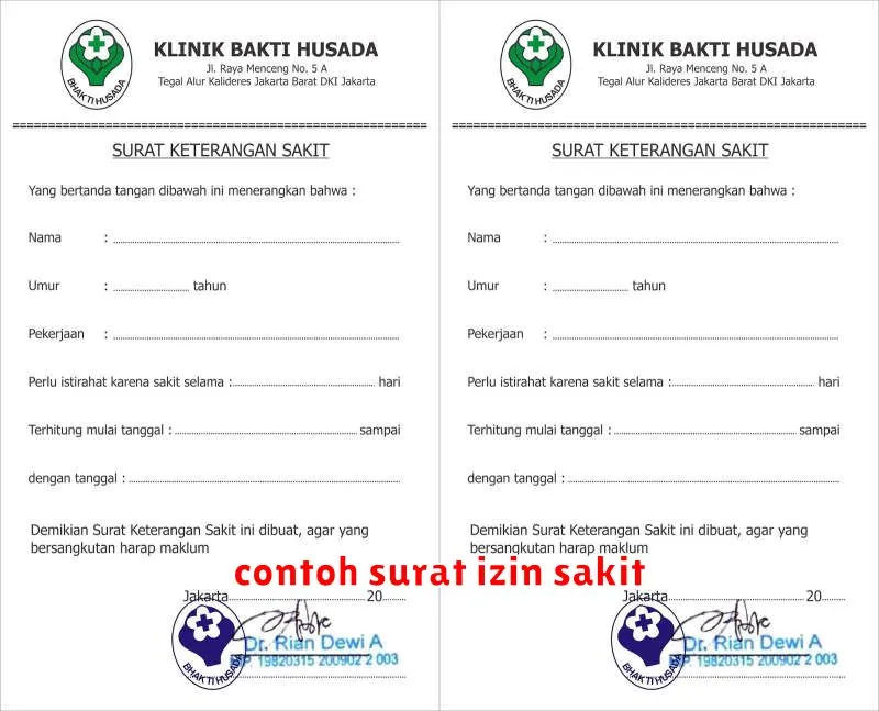 contoh surat izin sakit