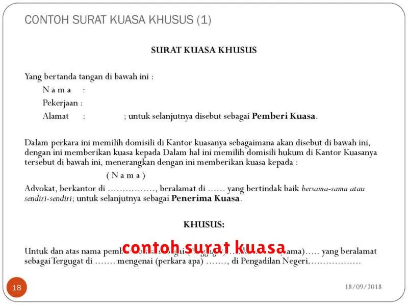 contoh surat kuasa