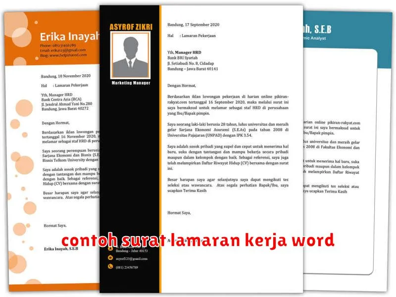 contoh surat lamaran kerja word