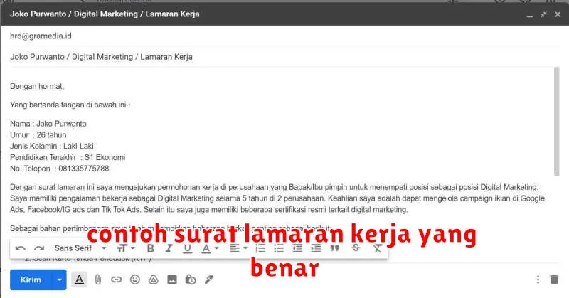 contoh surat lamaran kerja yang benar