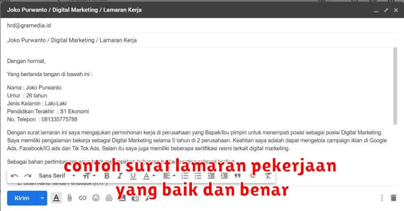 contoh surat lamaran pekerjaan yang baik dan benar