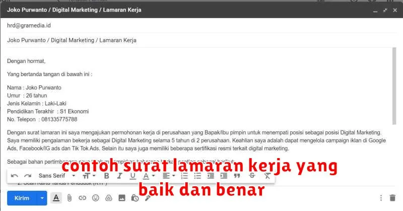 contoh surat lamaran kerja yang baik dan benar