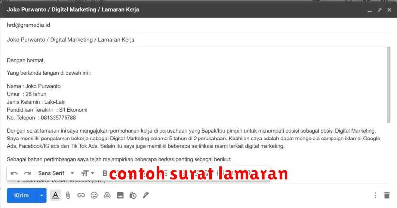 contoh surat lamaran