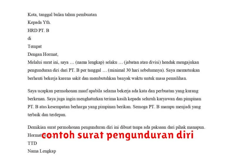 contoh surat pengunduran diri