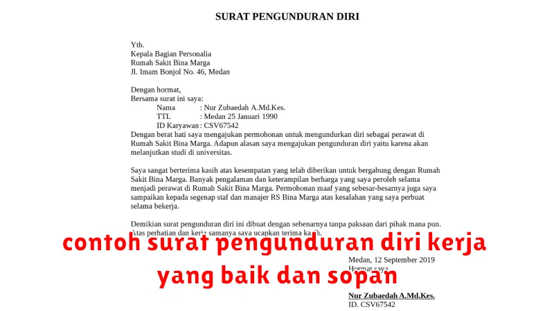 contoh surat pengunduran diri kerja yang baik dan sopan