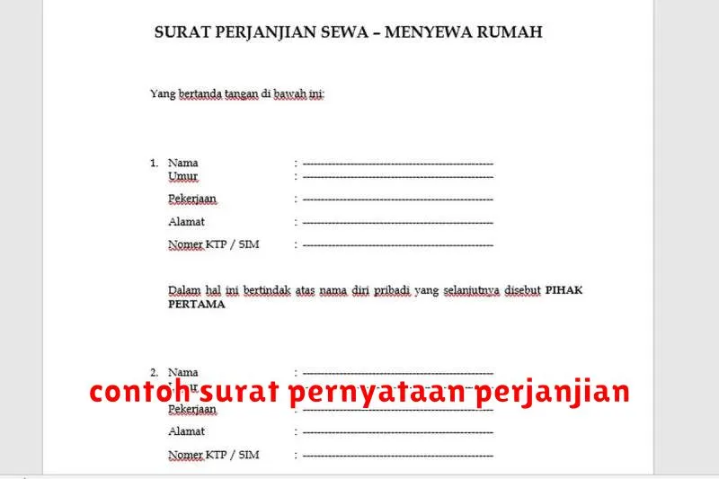 contoh surat pernyataan perjanjian