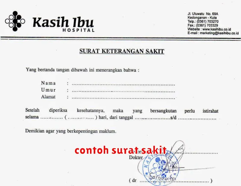 contoh surat sakit