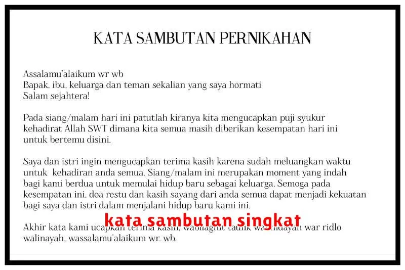 kata sambutan singkat