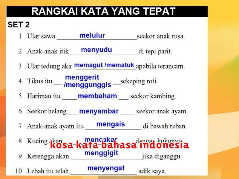 kosa kata bahasa indonesia