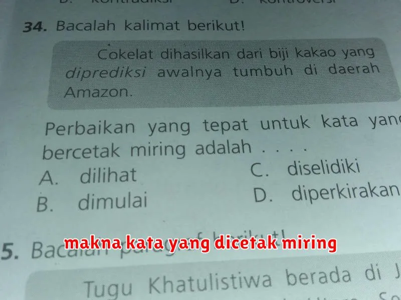 makna kata yang dicetak miring