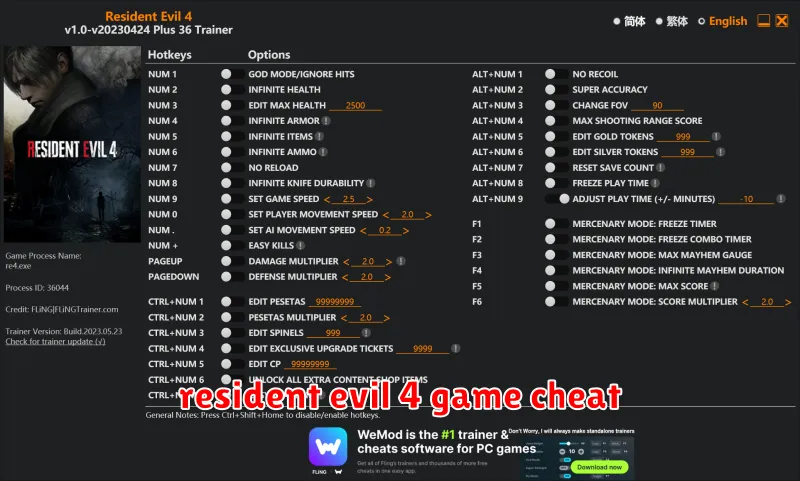 resident evil 4 game cheat